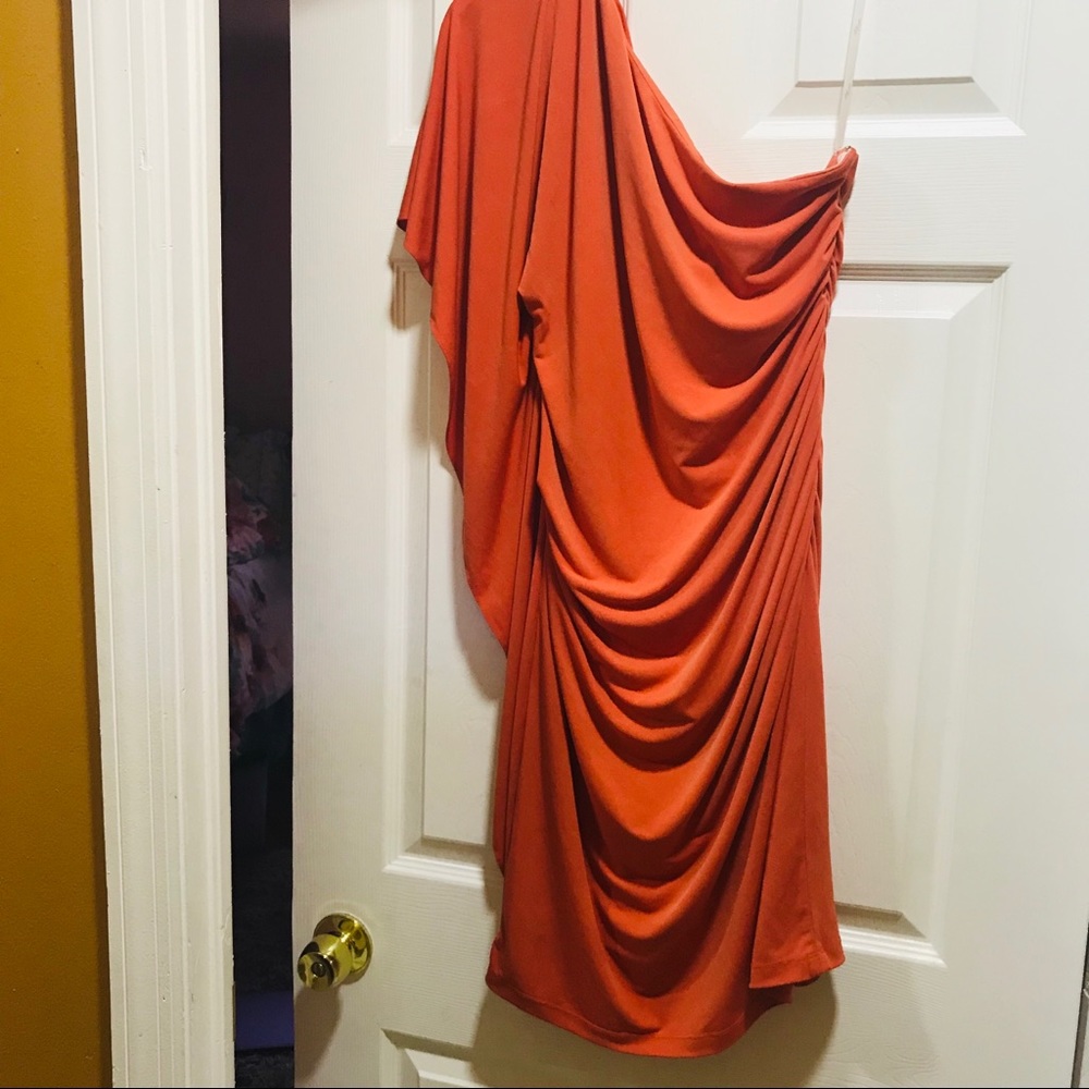 Orange one shoulder dress